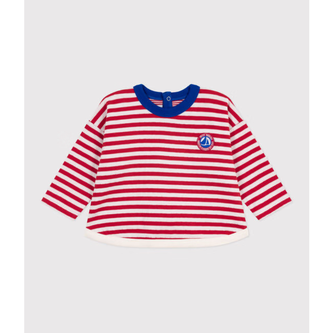 Babies' long-sleeved stripy cotton T-Shirt