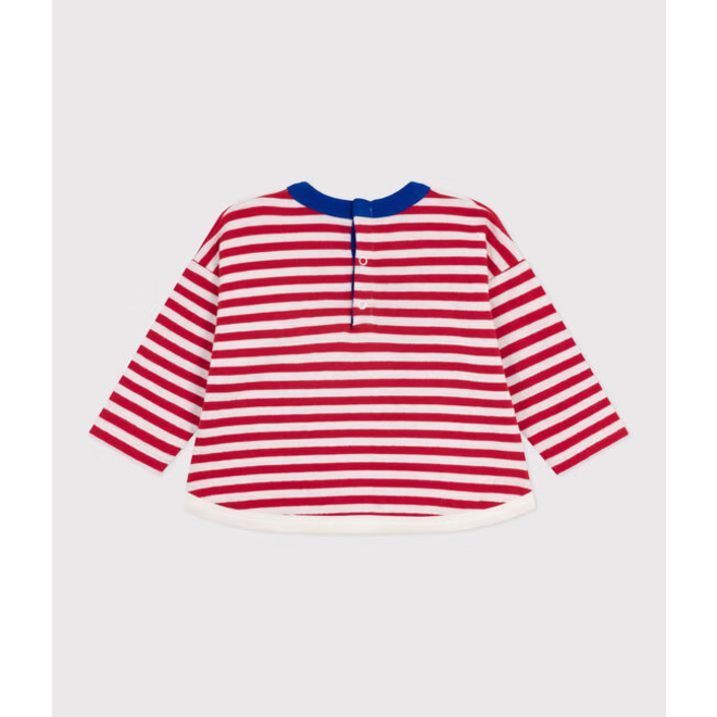 Babies' long-sleeved stripy cotton T-Shirt