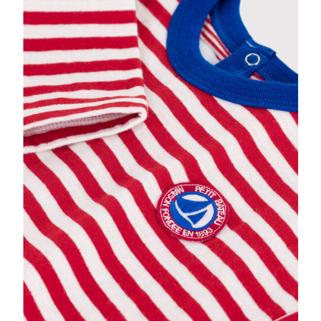 Babies' long-sleeved stripy cotton T-Shirt
