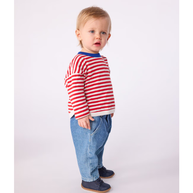 Babies' long-sleeved stripy cotton T-Shirt