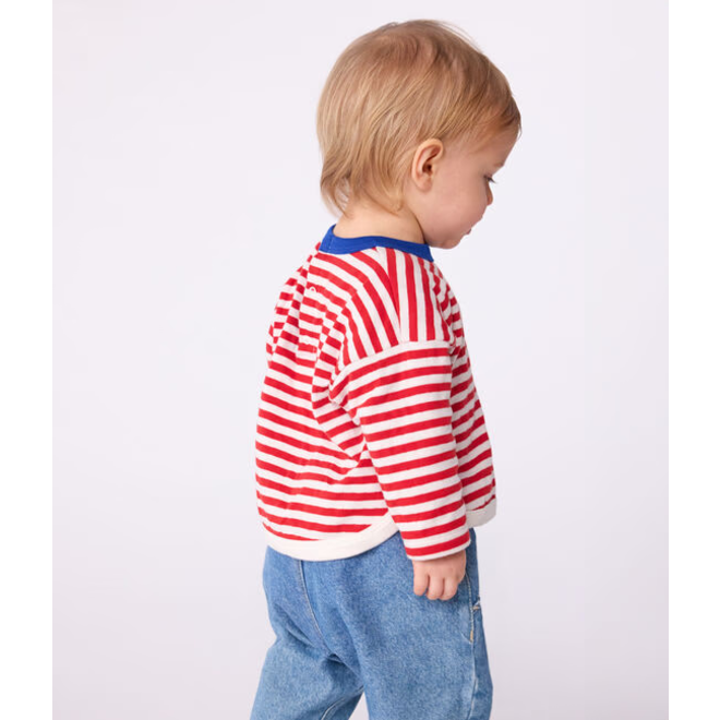Babies' long-sleeved stripy cotton T-Shirt