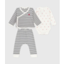 3-piece baby set with sailor top and boat print bodysuit
