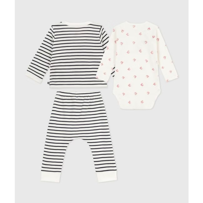3-piece baby set with sailor top and boat print bodysuit