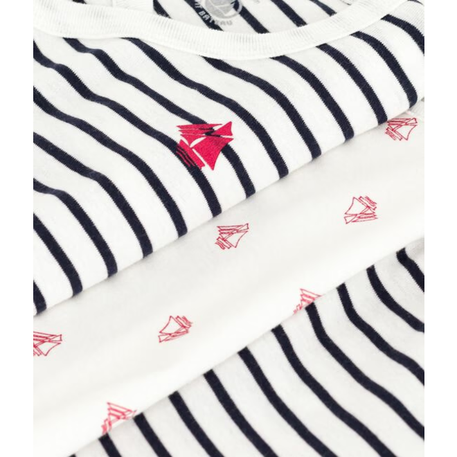 3-piece baby set with sailor top and boat print bodysuit