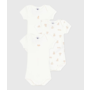 Pack of babies' short-sleeved bear-print cotton bodies