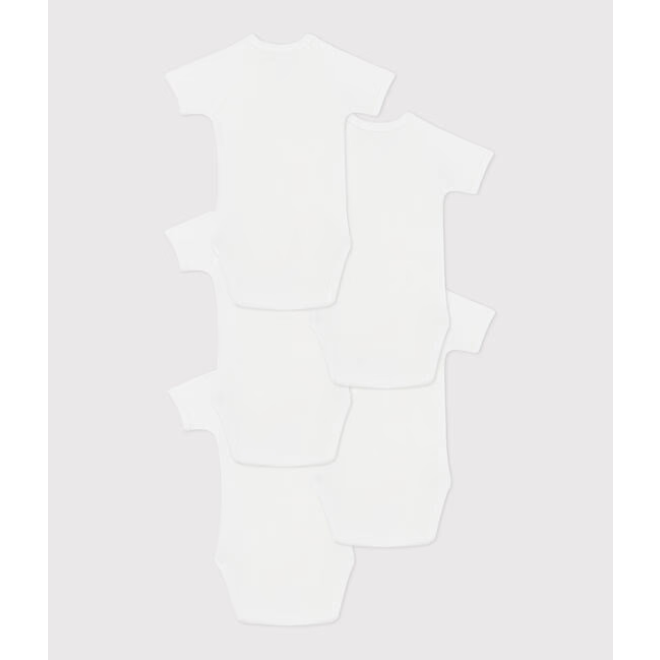 Babies' short-sleeved wrapover cotton bodysuits - 5-pack