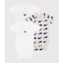 Babies' short-sleeved printed cotton wrapover bodies - 3-pack