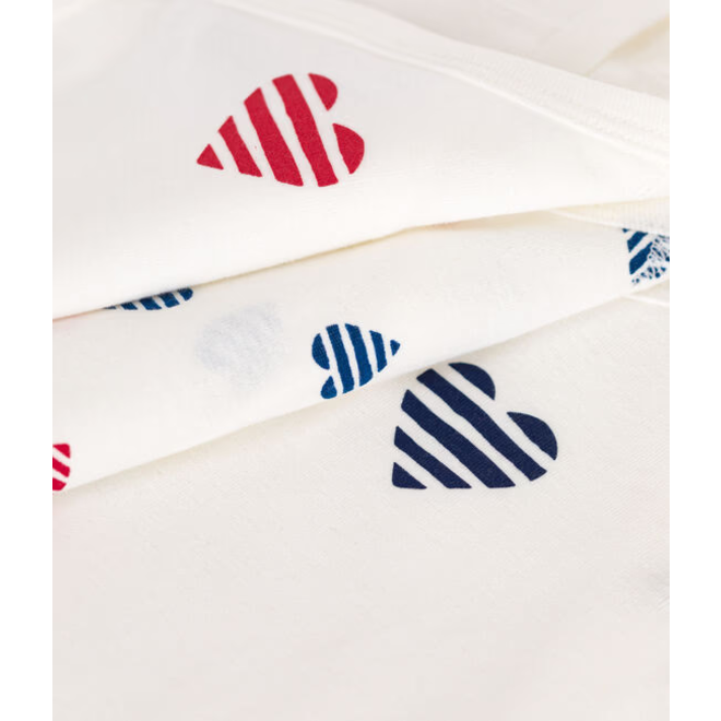 Babies' long-sleeved wrapover stripy heart pattern cotton bodysuits - 3-pack