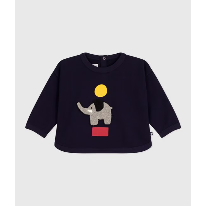 Babies' elephant patterned cotton sweatshirt