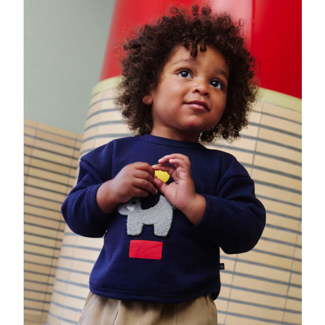 Babies' elephant patterned cotton sweatshirt