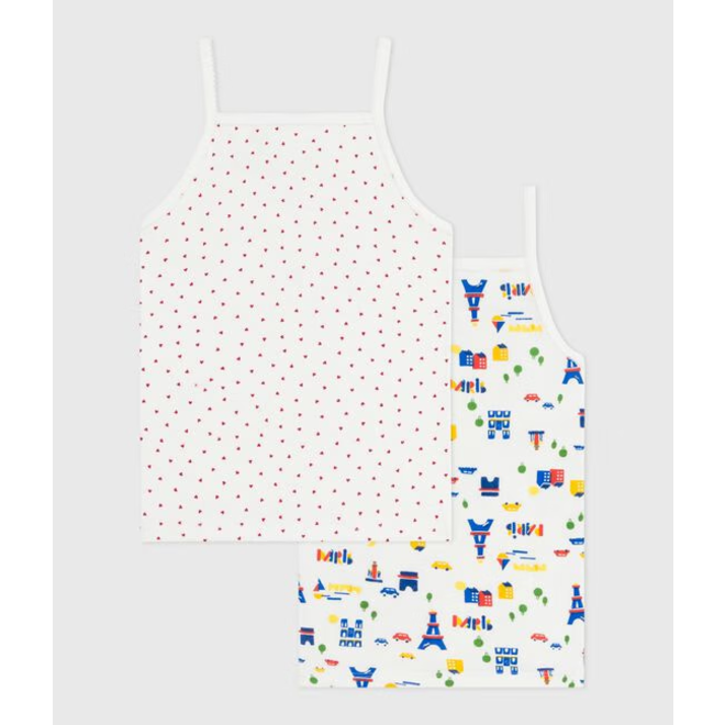 Pack of children's strappy paris-print cotton vests