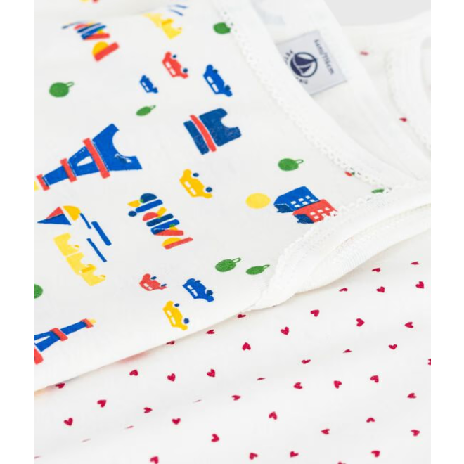 Pack of children's strappy paris-print cotton vests