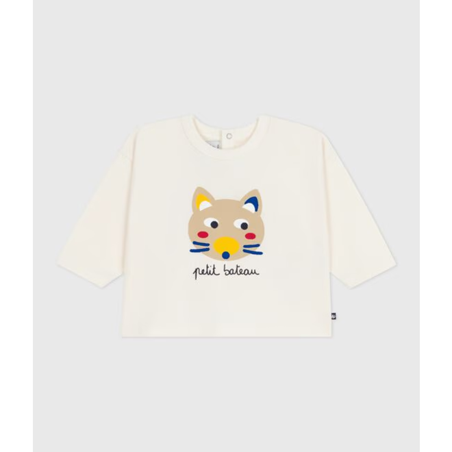Babies' long-sleeved t-shirt with a cat design