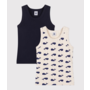 Children's whale-print cotton tank tops - 2-pack
