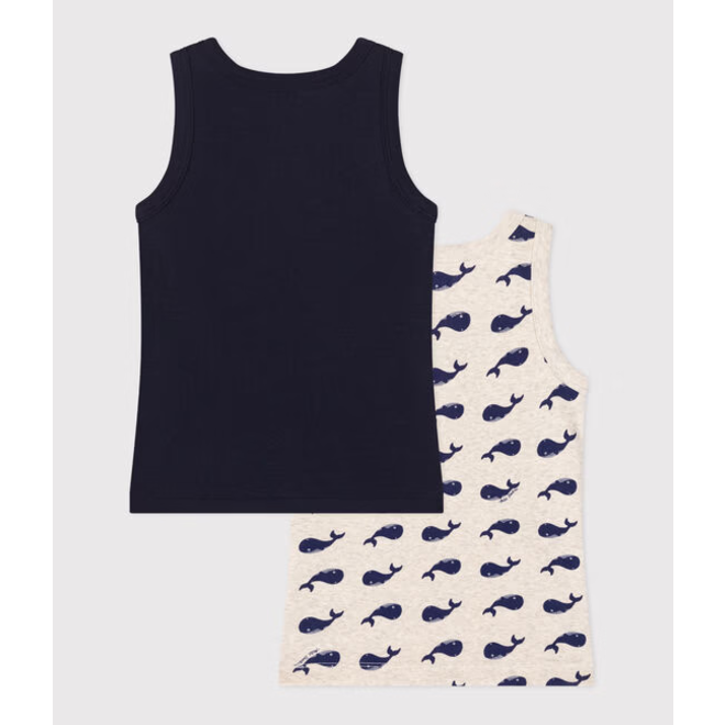 Children's whale-print cotton tank tops - 2-pack