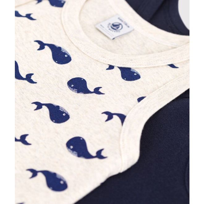 Children's whale-print cotton tank tops - 2-pack