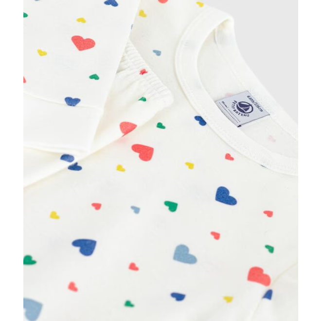 Children's pyjamas in cotton with a heart print and snug-fitting legs