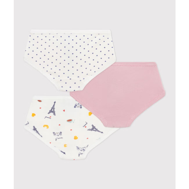 Pack of children's high-waisted paris-print cotton pants