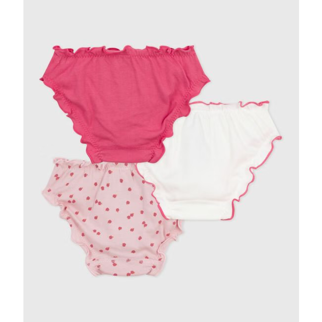 Pack of children's frilly apple-print cotton pants