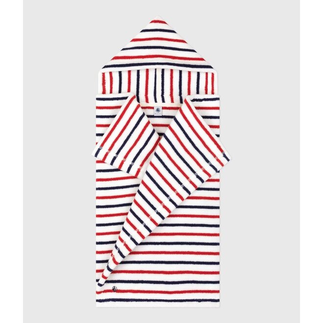 Babies' stripy printed terry towelling bath cape