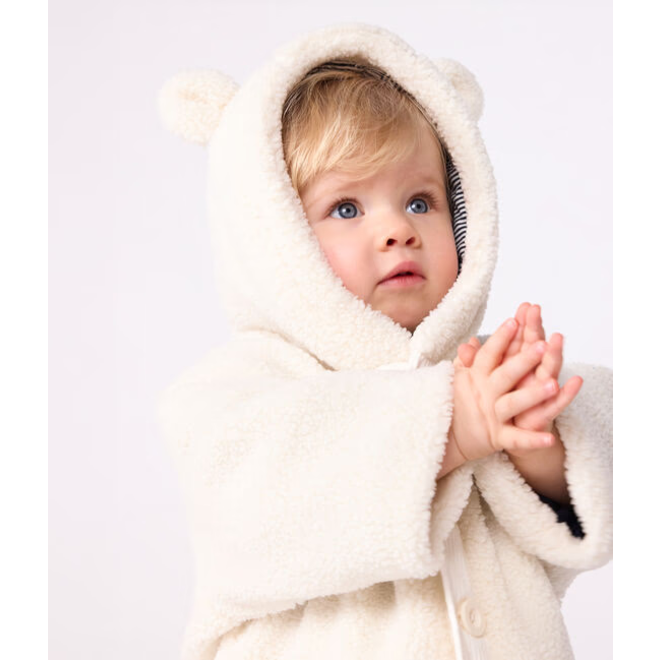 Babies' padded sherpa coat with a hood