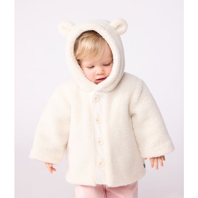 Babies' padded sherpa coat with a hood