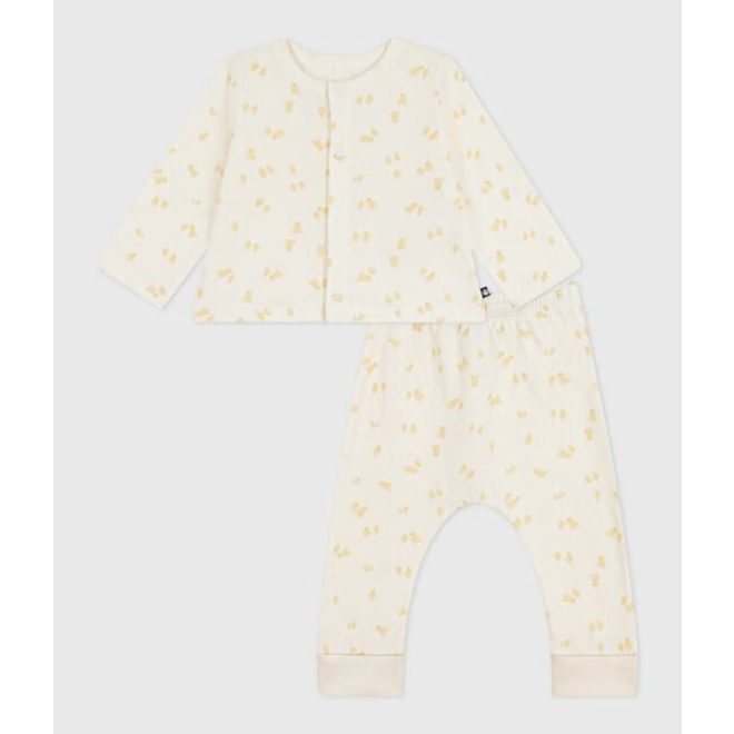 Babies' two-piece set in cotton printed with little chicks