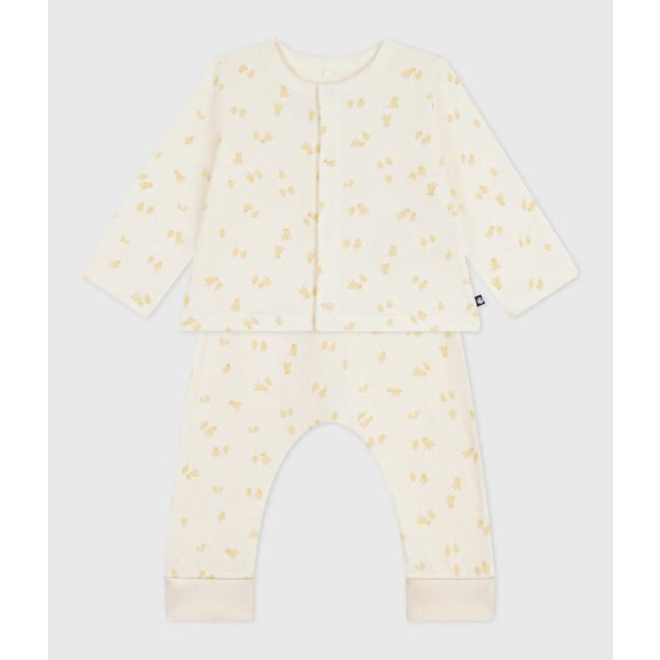 Babies' two-piece set in cotton printed with little chicks