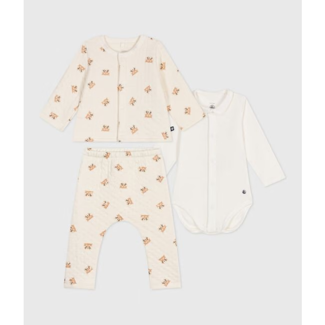 Babies' red panda-printed cotton 3-piece set