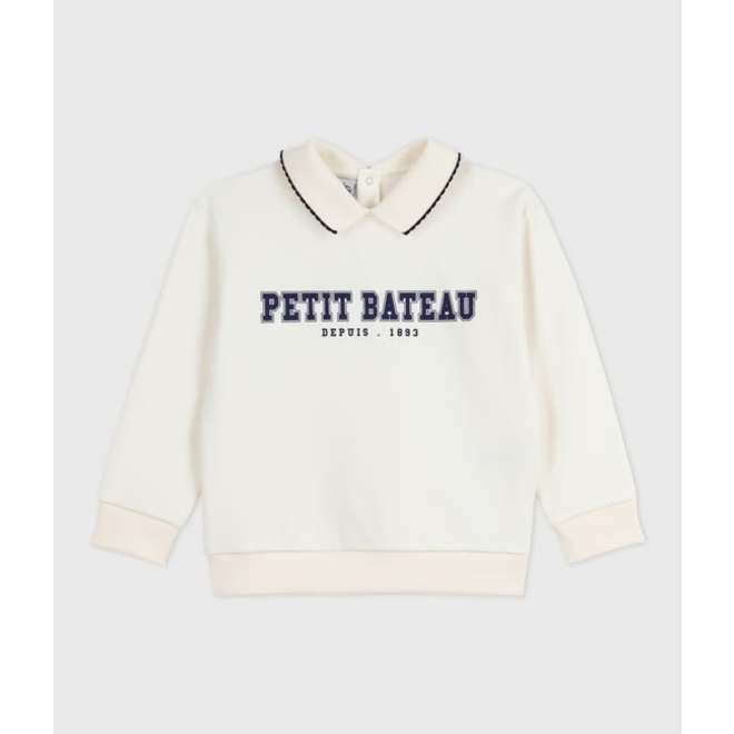 Children's printed cotton sweatshirt with a polo shirt collar