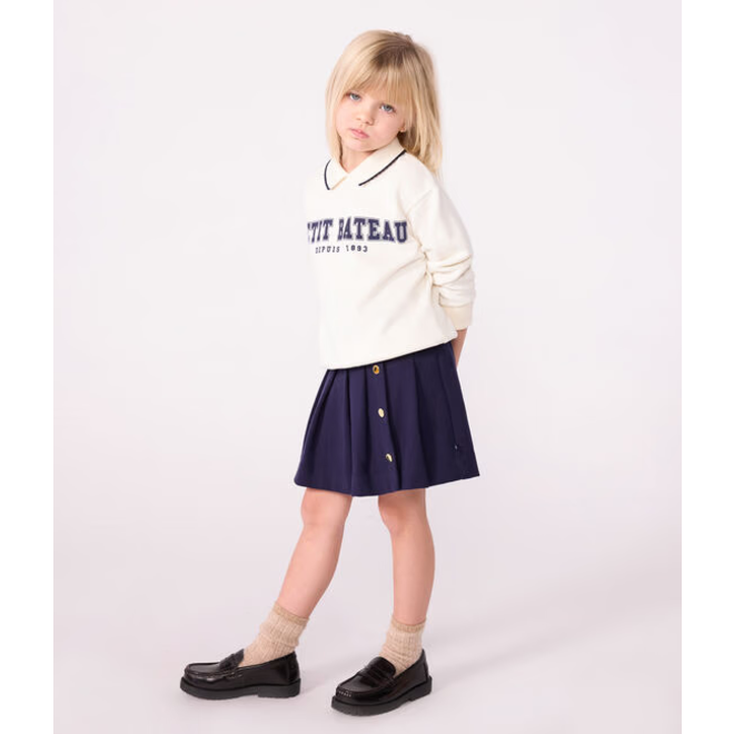 Children's printed cotton sweatshirt with a polo shirt collar