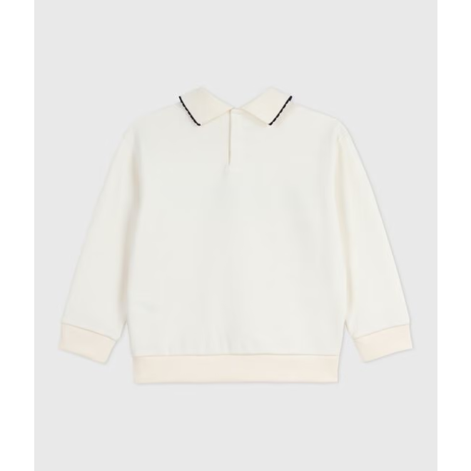 Children's printed cotton sweatshirt with a polo shirt collar