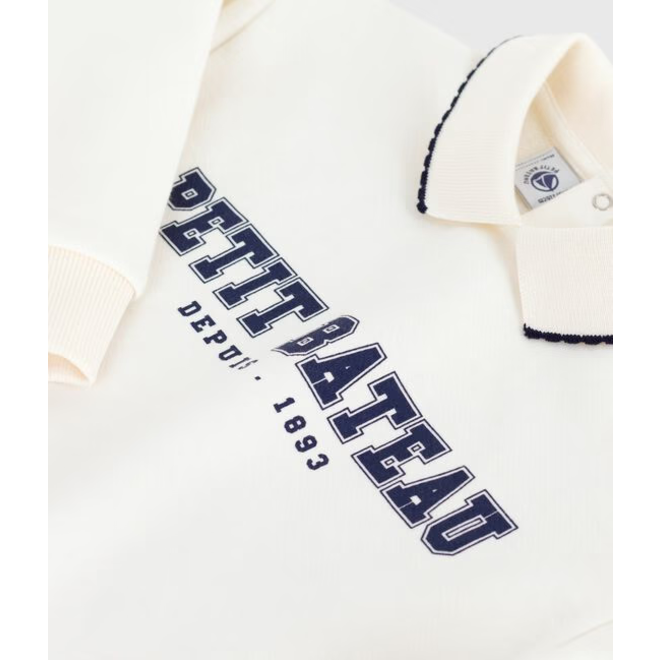 Children's printed cotton sweatshirt with a polo shirt collar