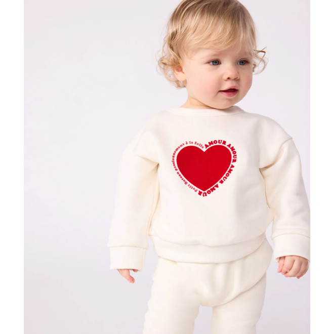Petit Bateau Sweater Meisjes Hart Milk
