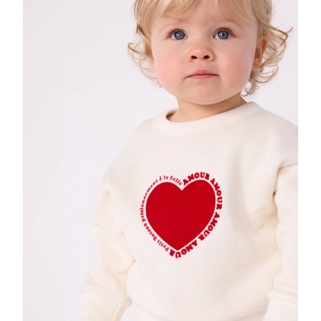 Petit Bateau Sweater Meisjes Hart Milk