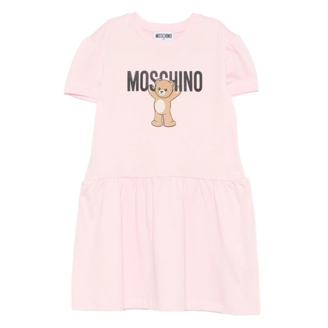Moschino Teddy Bear Logo-print Short-sleeve Dress Sugar Rose