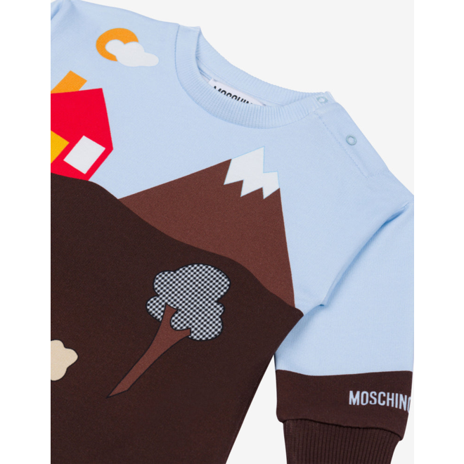SWEATSHIRT AZURE/BROWN