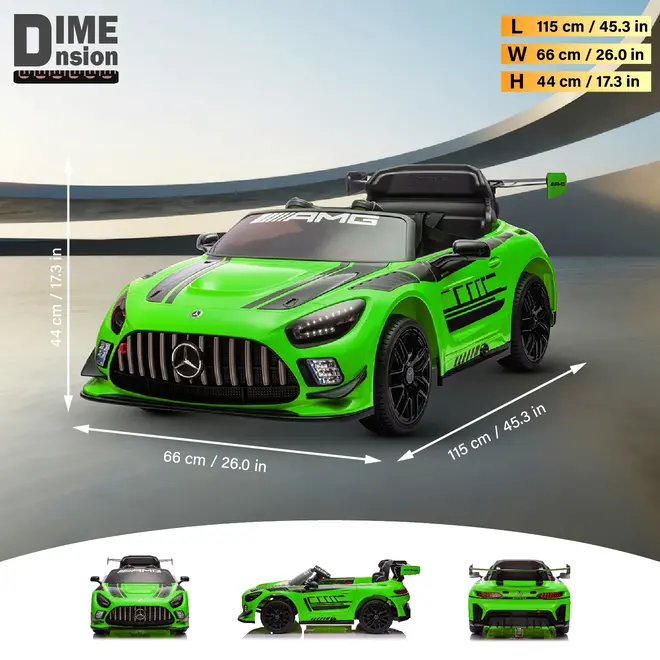 Licensed Mercedes-AMG GT3 24V Kids Ride-On Car with Remote & Leather Seat Green