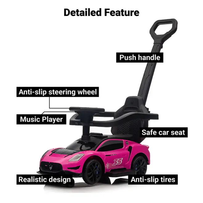 Maserati GT2 Children's Push Car Pink
