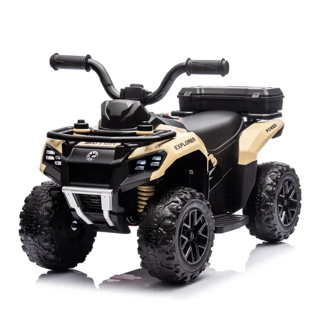 Explorer Quad UTV 6V Ride on Car 4-Wheeler Kids ATV with LED Lights and Music Khaki