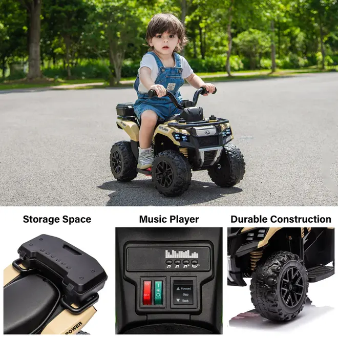 Explorer Quad UTV 6V Ride on Car 4-Wheeler Kids ATV with LED Lights and Music Yellow