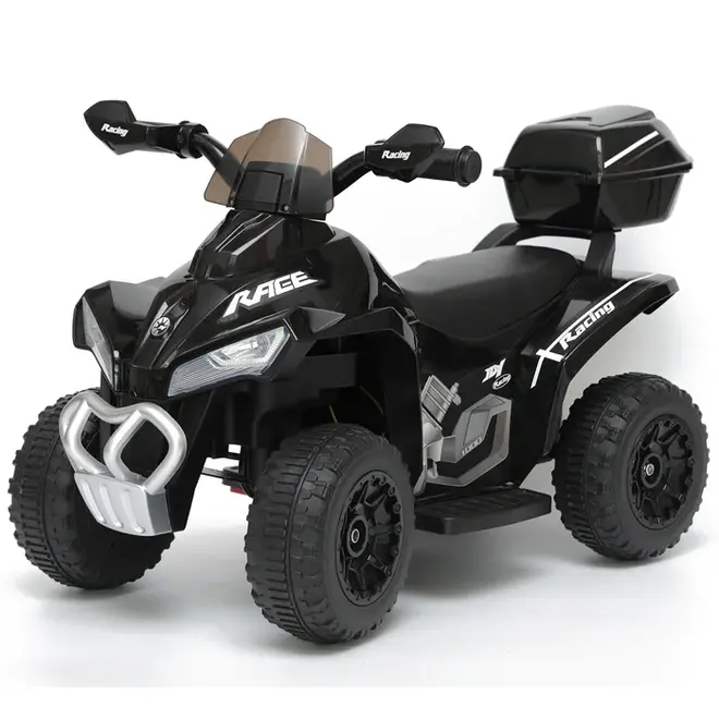 VOLTZ TOYS Kids Ride-On ATV Quad – 6V Battery Electric Four-Wheeler with LED Lights, Storage, 3KM/H, Ages 18+ Months Black