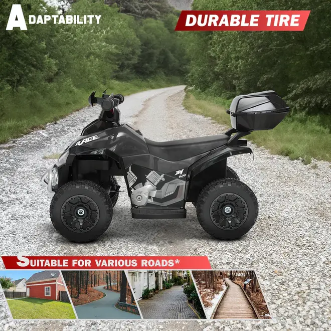 VOLTZ TOYS Kids Ride-On ATV Quad – 6V Battery Electric Four-Wheeler with LED Lights, Storage, 3KM/H, Ages 18+ Months Black