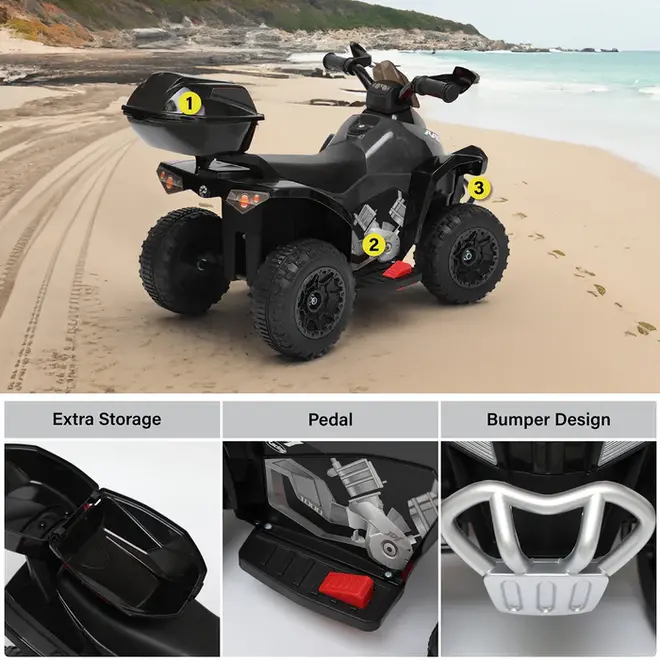 VOLTZ TOYS Kids Ride-On ATV Quad – 6V Battery Electric Four-Wheeler with LED Lights, Storage, 3KM/H, Ages 18+ Months Red