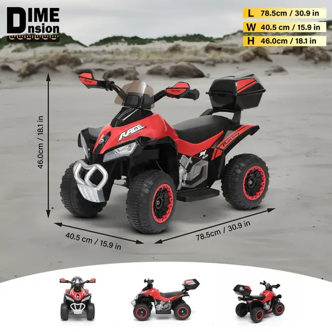 VOLTZ TOYS Kids Ride-On ATV Quad – 6V Battery Electric Four-Wheeler with LED Lights, Storage, 3KM/H, Ages 18+ Months Red