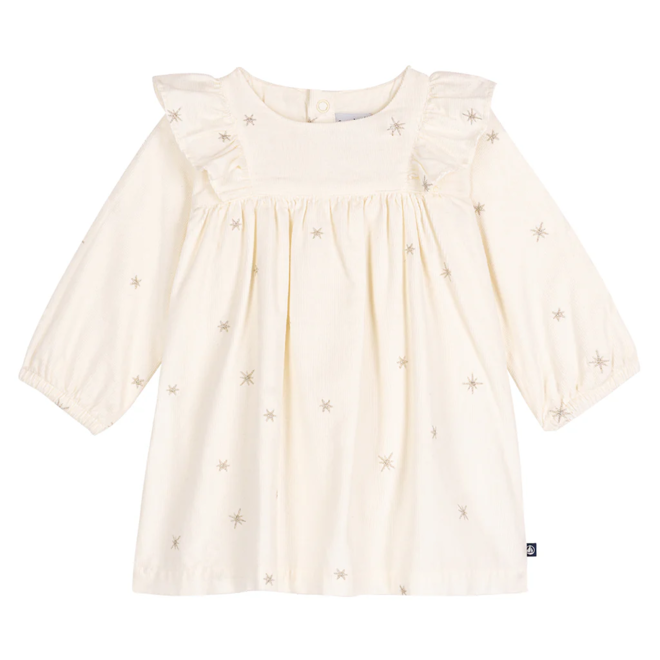 Petit Bateau Corduroy Dress White Star