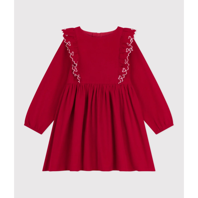 Petit Bateau Corduroy Dress Heart Red