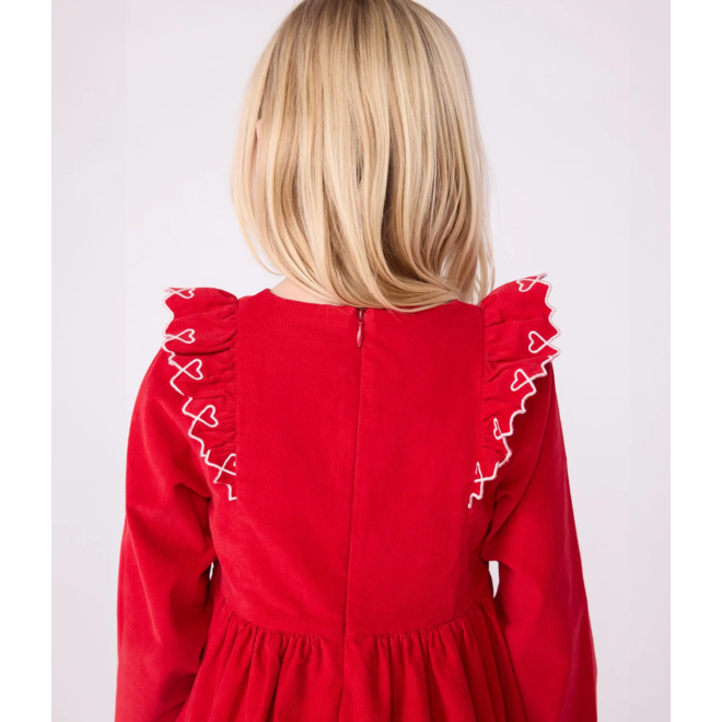 Petit Bateau Corduroy Dress Heart Red