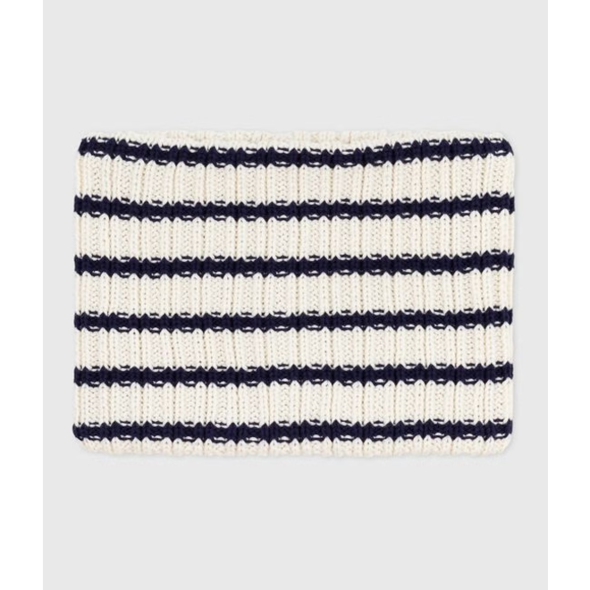 Children's stripy fleece-lined knitted snood