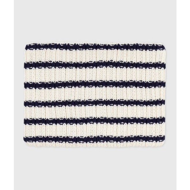 Children's stripy fleece-lined knitted snood